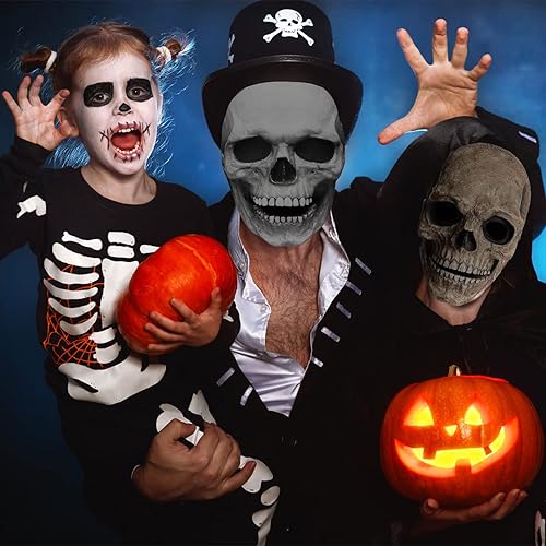 Miniatura 6 de Skull Mask, Scary Moving Jaw Open Mouth Head Mask, Creepy Latex Adult Face Masks Horror Cosplay for Party Props