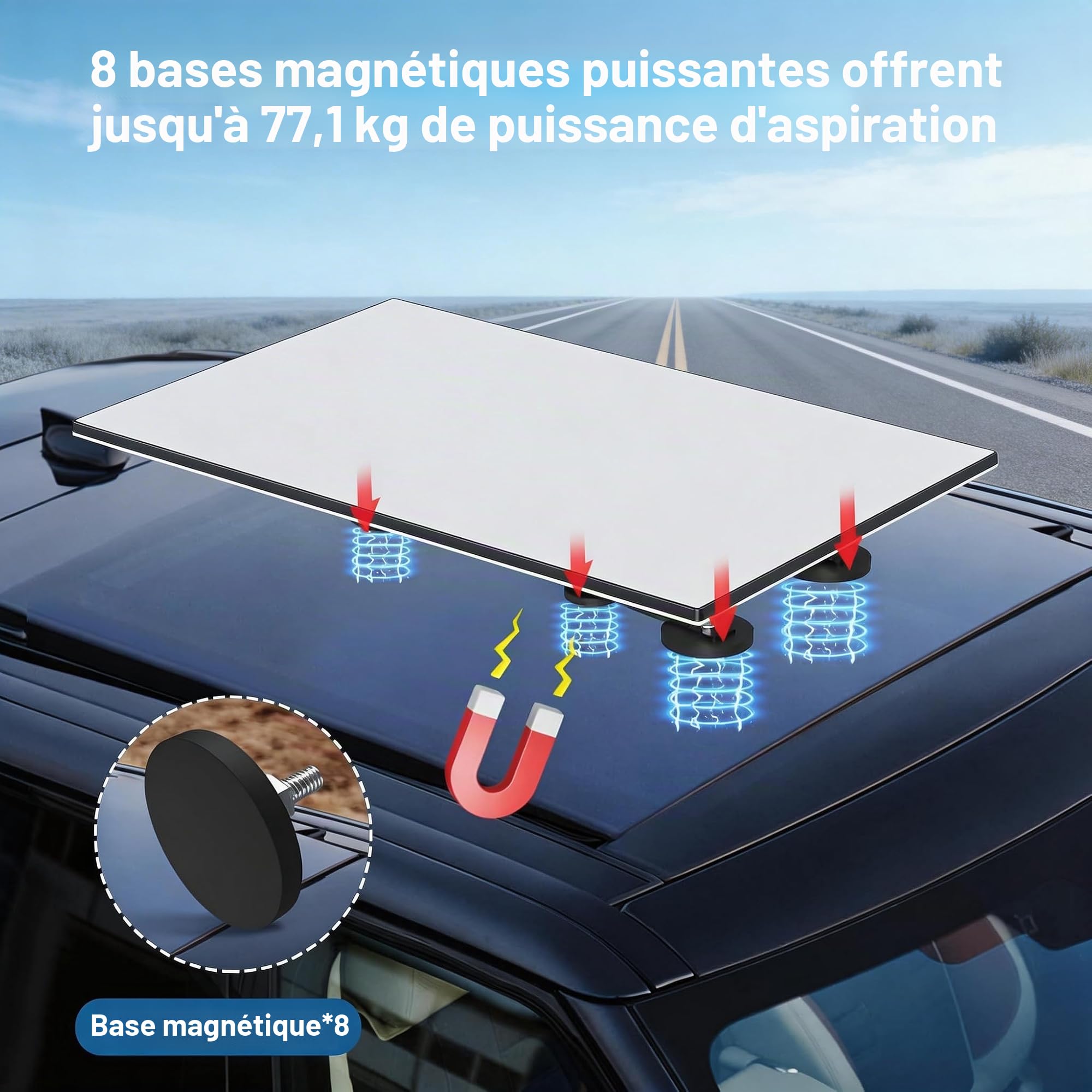 Support de Toit magnétique pour Voiture/Bateau,Comprenant 8 Bases magnétiques,Support d'installation de la 3ème génération,Compatible avec Starlink Gen 3 et l'antenne Starlink de troisième génération