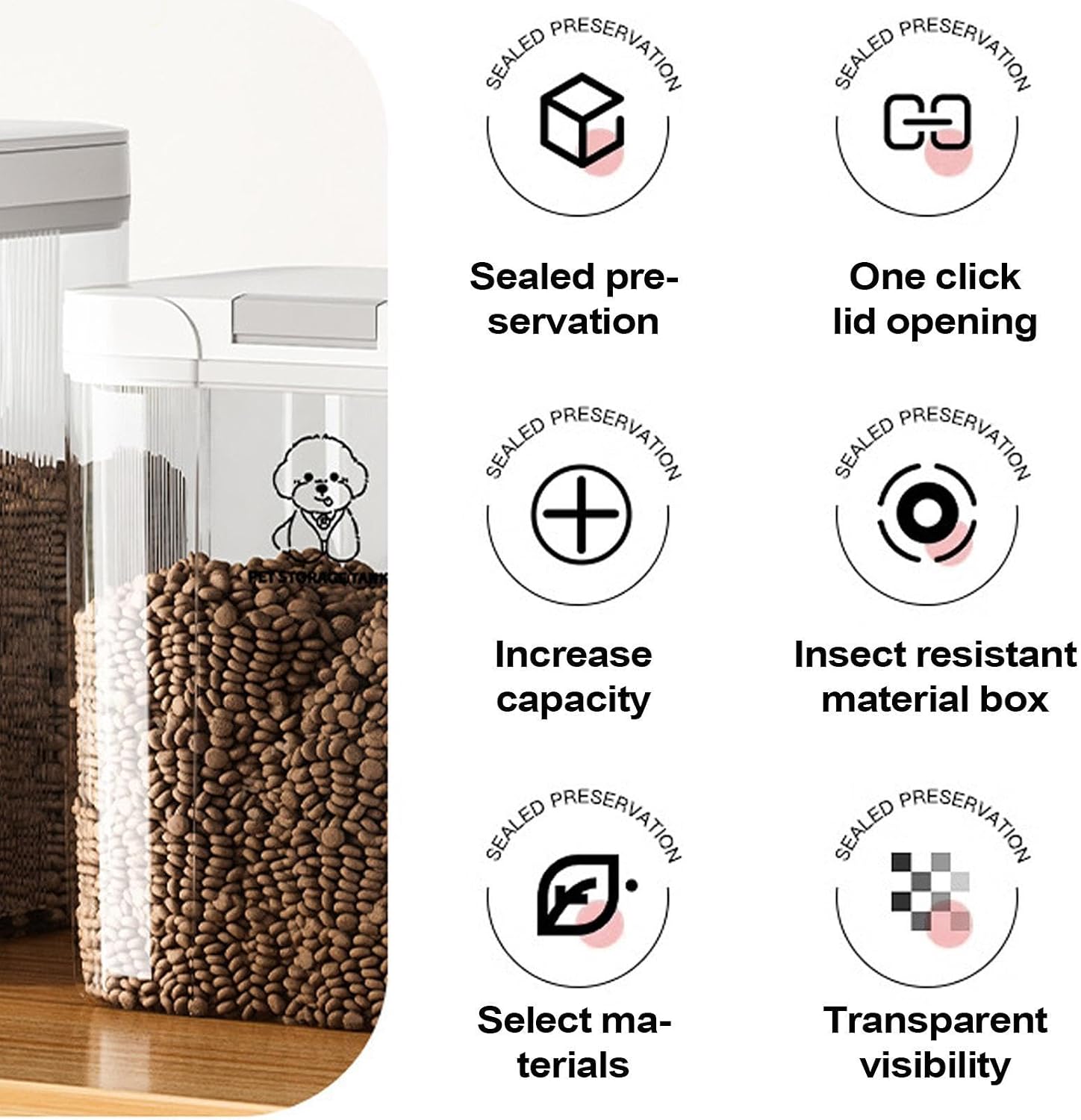 Pet Food Storage - 5L Airtight Stackable Clear Leakproof | Cat Food Container Storage Bin,for Animal Treat Snack Cereal Grain Rice Home Kitchen Pantry Cabinet Countertop