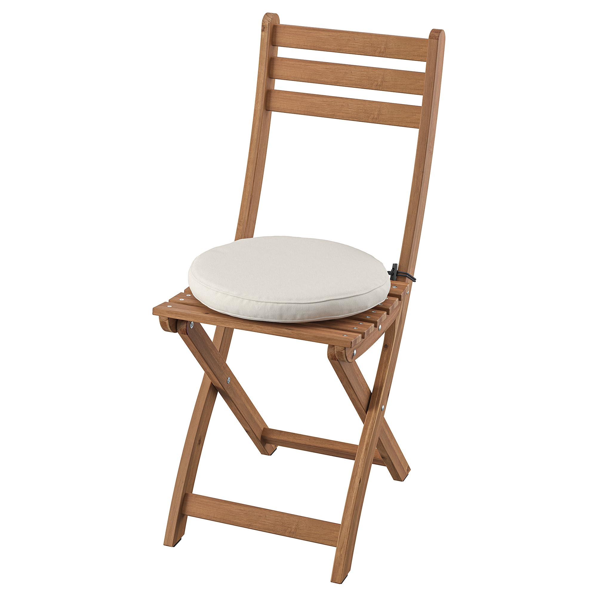 Chaise d'extérieur pliable marron bois de balcon petit espace avec coussin beige Duvholmen