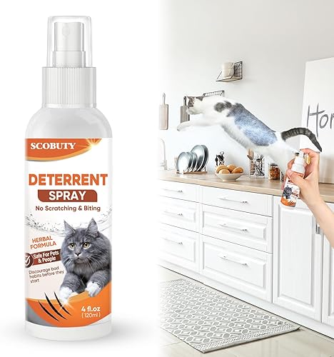 TUHIMO Spray disuasorio para gatos, repelente de gatos para muebles y plantas, repelente de gatos en interiores y exteriores para entrenamiento de