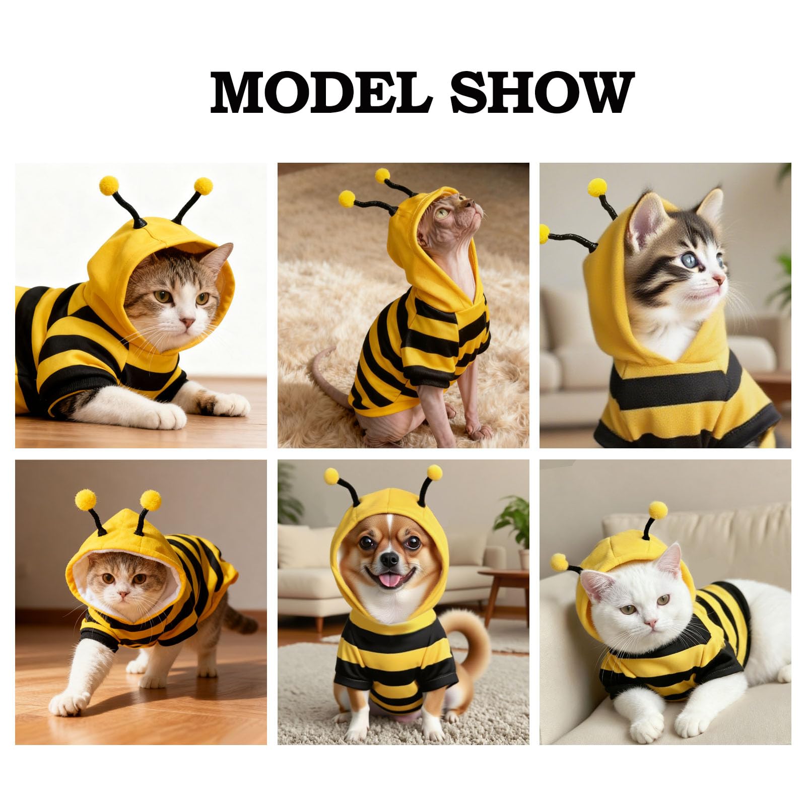 Costume Da Ape Per Gatti E Cani Piccoli – Halloween O Carnevale, Morbido E Caldo, Peso 2,5-3,5 Kg