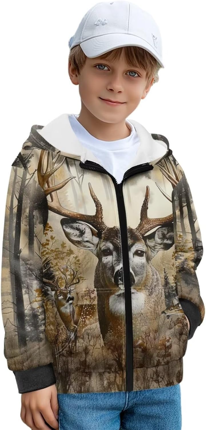 Kids Zip up Hoodies for Boys Fleece Jacket 6-16 Years Lightweight Winter Outdoor School Outfits with Pockets