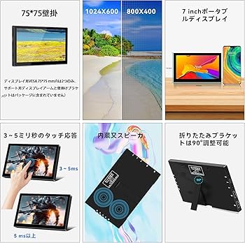 Amazon.co.jp: 小型 Jhcztrk モバイルモニタ 7インチ小型タッチ