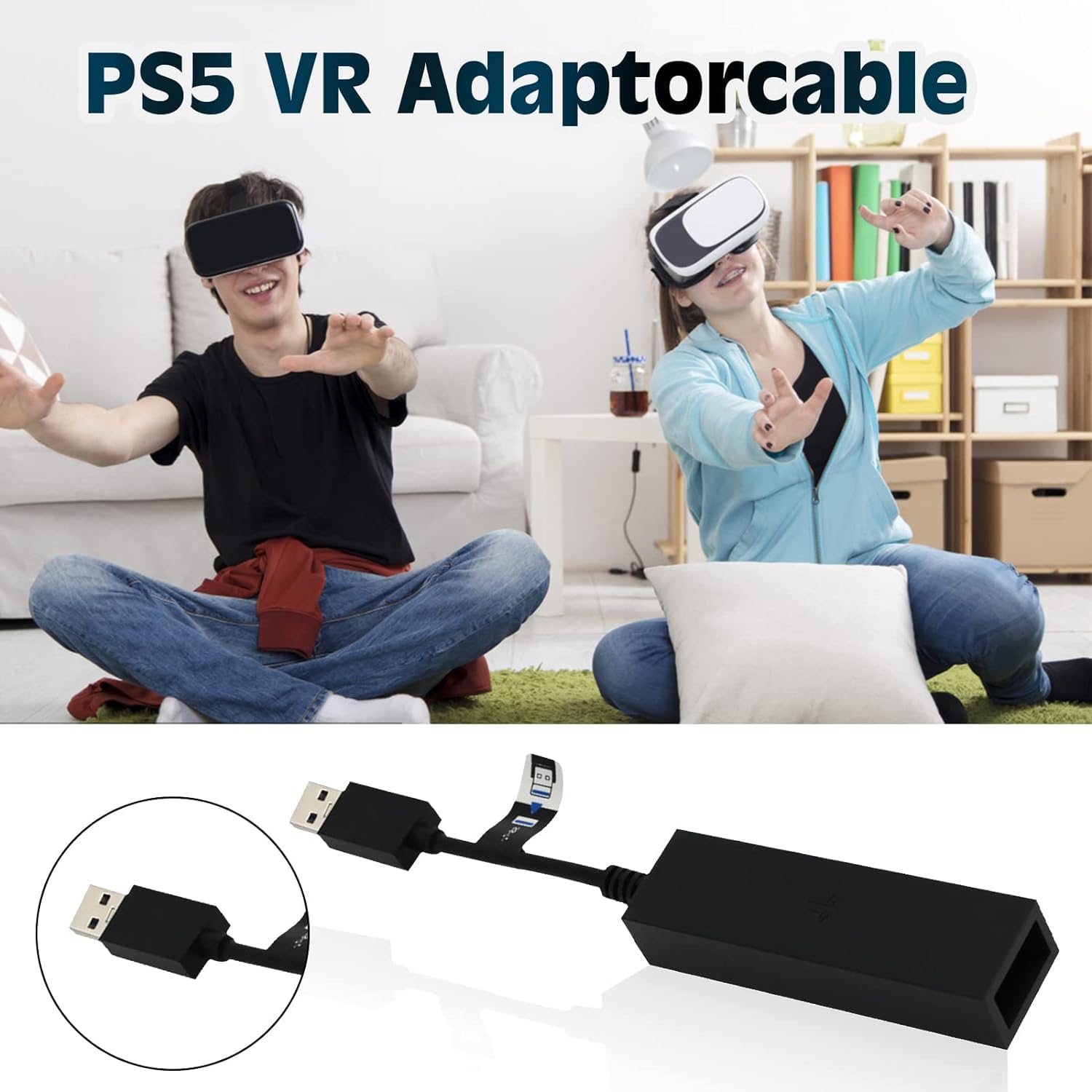 SPORWAY Adaptador PS5 VR: Cable Convertidor USB Mini a Consola PS5 Con Cámara, Para Juegos PlayStation VR