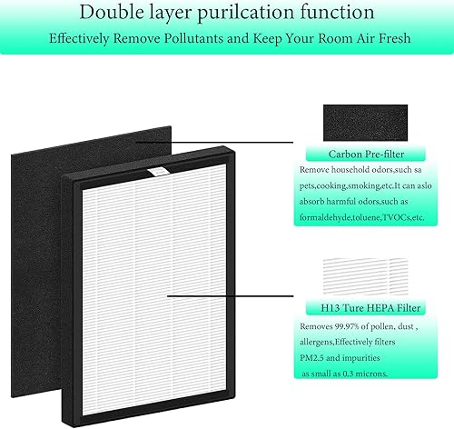 Miniatura 3 de Nyingchi Filtro de repuesto ProHEPA 9000, compatible con purificador de aire VEVA ProHEPA 9000, incluye 2 filtros HEPA verdaderos y 4 filtros de
