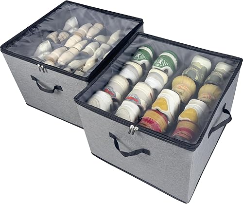 Miniatura 12 de Organizador de Zapatos para Armario, Paquete de 2 Contenedores de Almacenamiento de Zapatos con Cubierta Transparente, Divisores Ajustables que