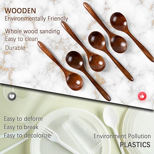 Miniatura 6 de 6 cucharas de madera para miel, cucharas de madera pequeñas de 6.7 pulgadas, excelente para té, café y sopa, juego de cucharas de mesa de servir de