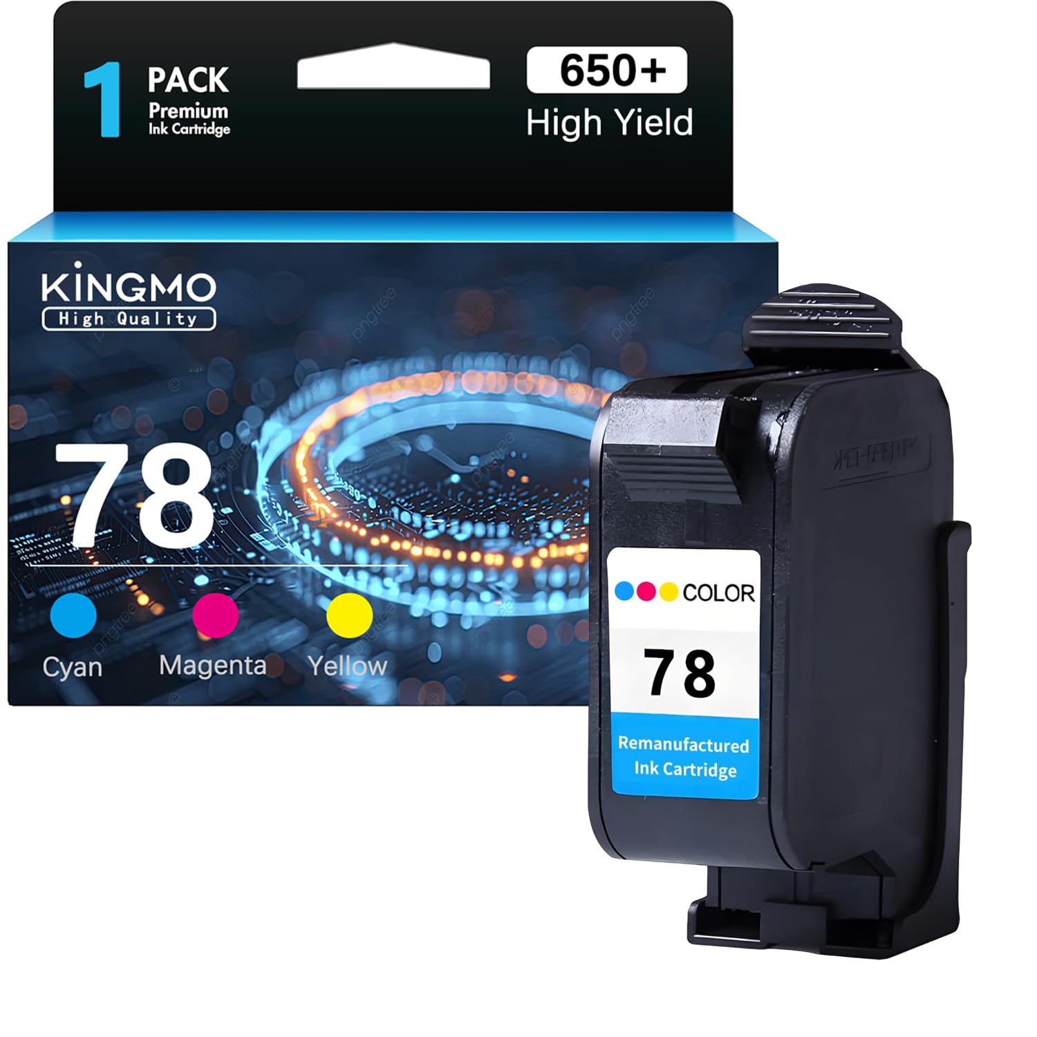 Kingmo78 Remanufactured Ink Cartridge Replacement for hp 78 Ink Cartridge Tri-Color C6578D for HP Deskjet 940c 920c 970c Color Copier 180 Fax 122 Photosmart1000 PSC 750 954 Printer (1Pack,Tri-Color)