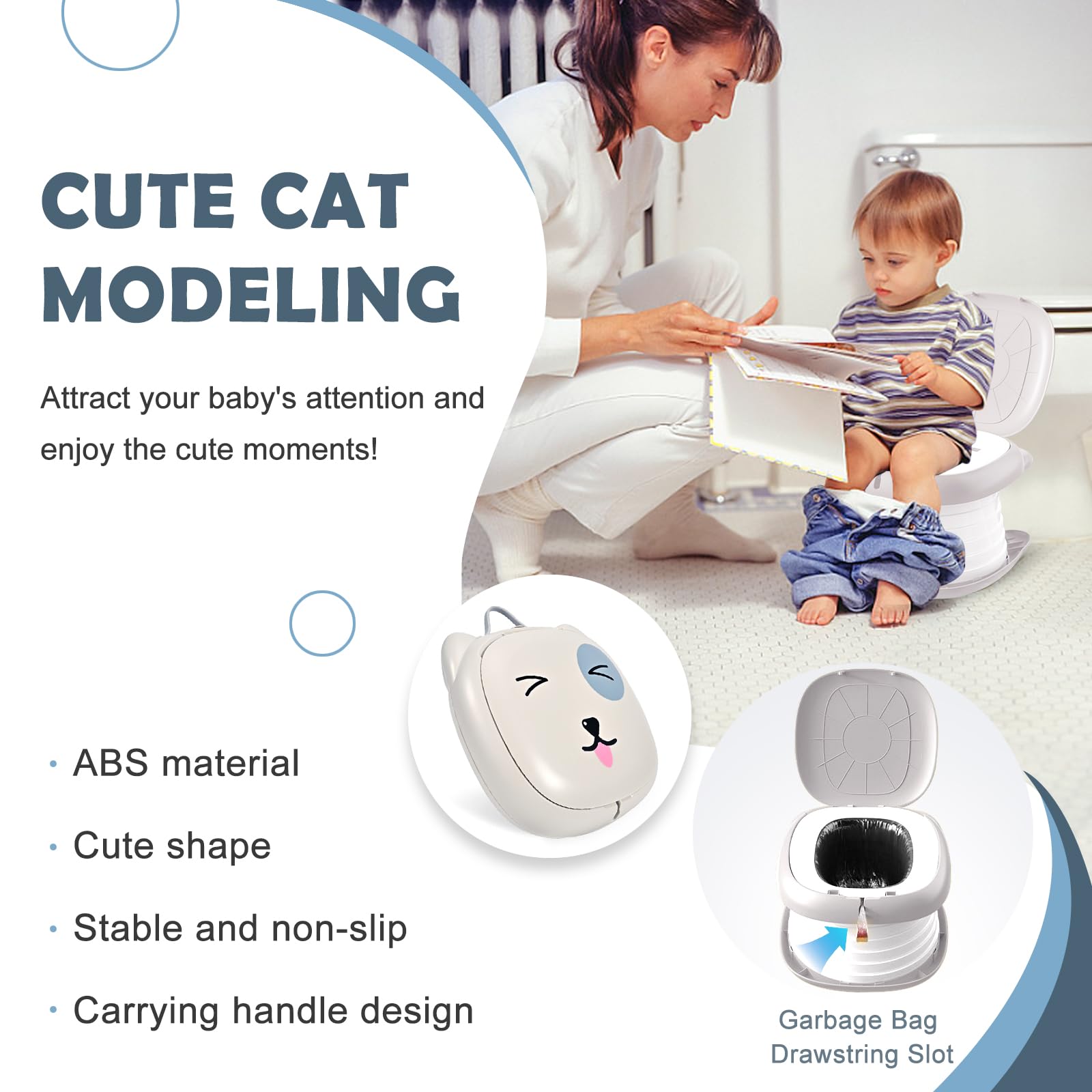 Pot de voyage pour tout-petits - Portable et pliable - Pour garçons et filles - Pour enfants - Intérieur et extérieur - Gris