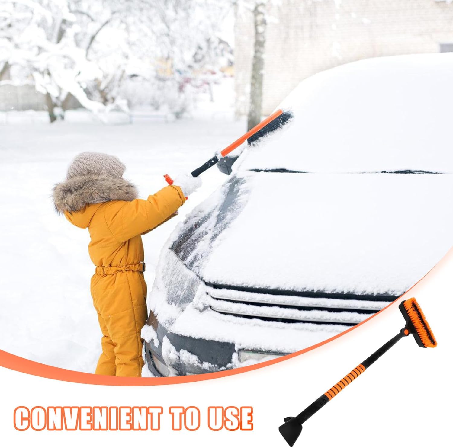 Didiseaon Extendable Snow Brush and Ice Scraper for Car with Ergonomic Handle and Rotatable Design, Adjustable Length 80-100 Cm, Sturdy Abs and Aluminium Alloy for Winter Snow Removal