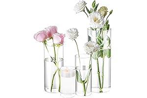 4 Pack Glass Cylinder Vases 4" 6" 8" 10" Tall Clear Floreros...
