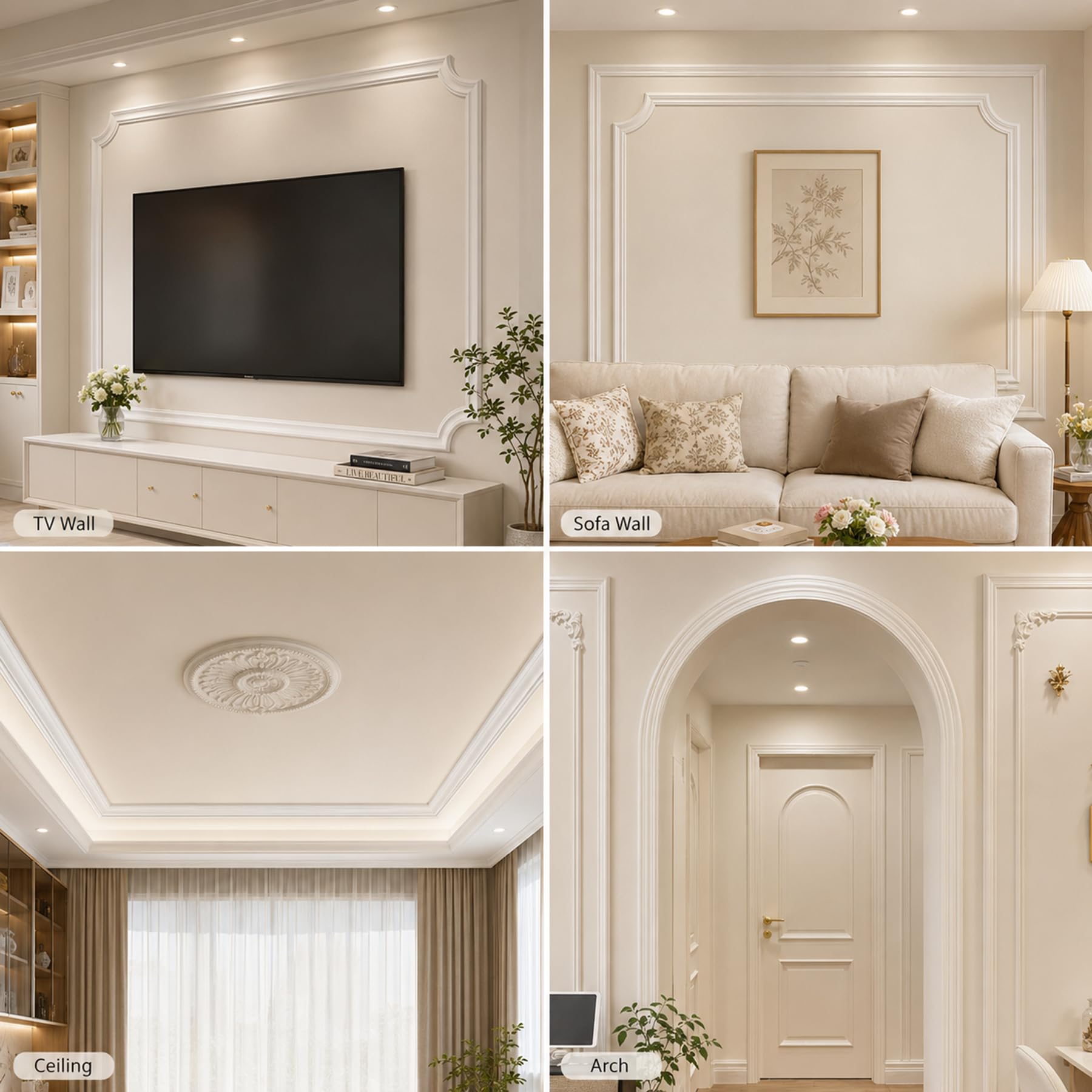 Modanatura Decorativa Flessibile in PVC per Pareti E Soffitti Profilo Angolare Impermeabile Verniciabile per Fai da Te (5cm X 1cm) W 5cm, L 3m