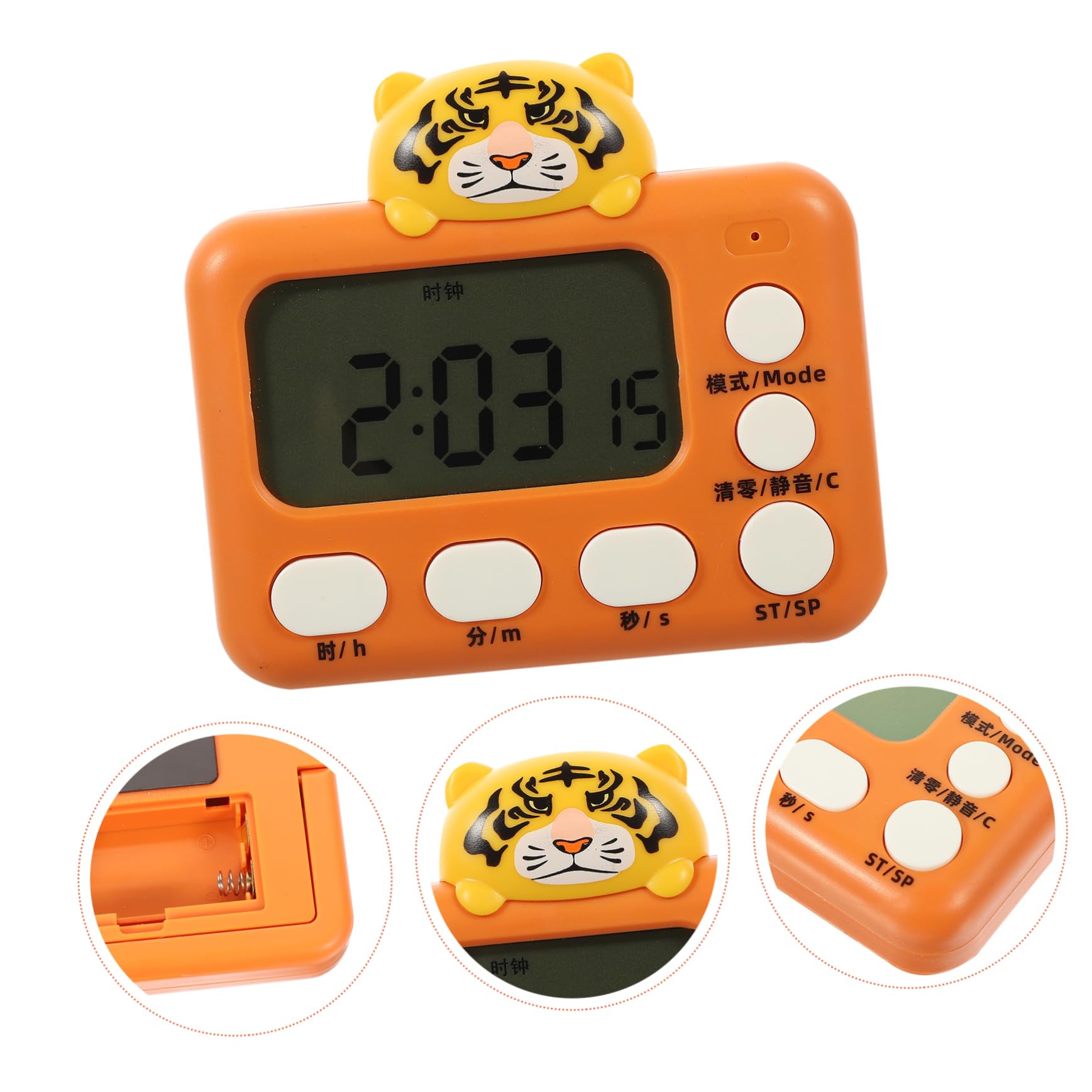 PRETYZOOM 4 Pièces Réveil Étude De La Minuterie De Cuisson Cuisine Mignonne Minuterie Mécanique Compte à Rebours Numérique Mini-Horloge Numérique Électronique Dur Orange Plastique