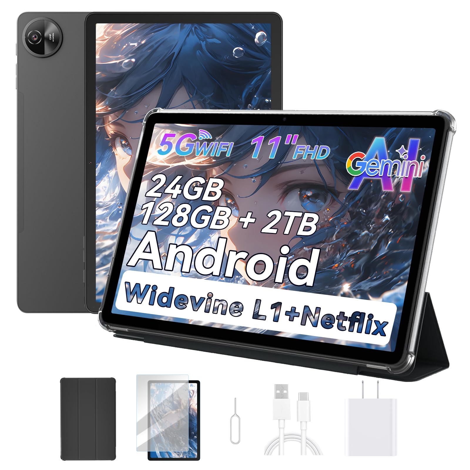 OSCAL Android Tablet 11 pollici, 24GB RAM+128GB/2TB ROM,4G LTE+5G Tablet Offerta Wifi Sim,120Hz HD,Android 14 Tablets,Octa-Core, 7700mAh,13MP+8MP, Widevine L1,Netflix,Modalità PC 2.0,GPS