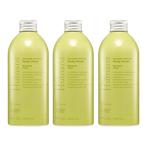Hey Humans Jabón corporal hidratante de aloe de plátano con ingredientes naturales y aceite de jojoba | Limpio, vegano, sin sulfatos para baño y