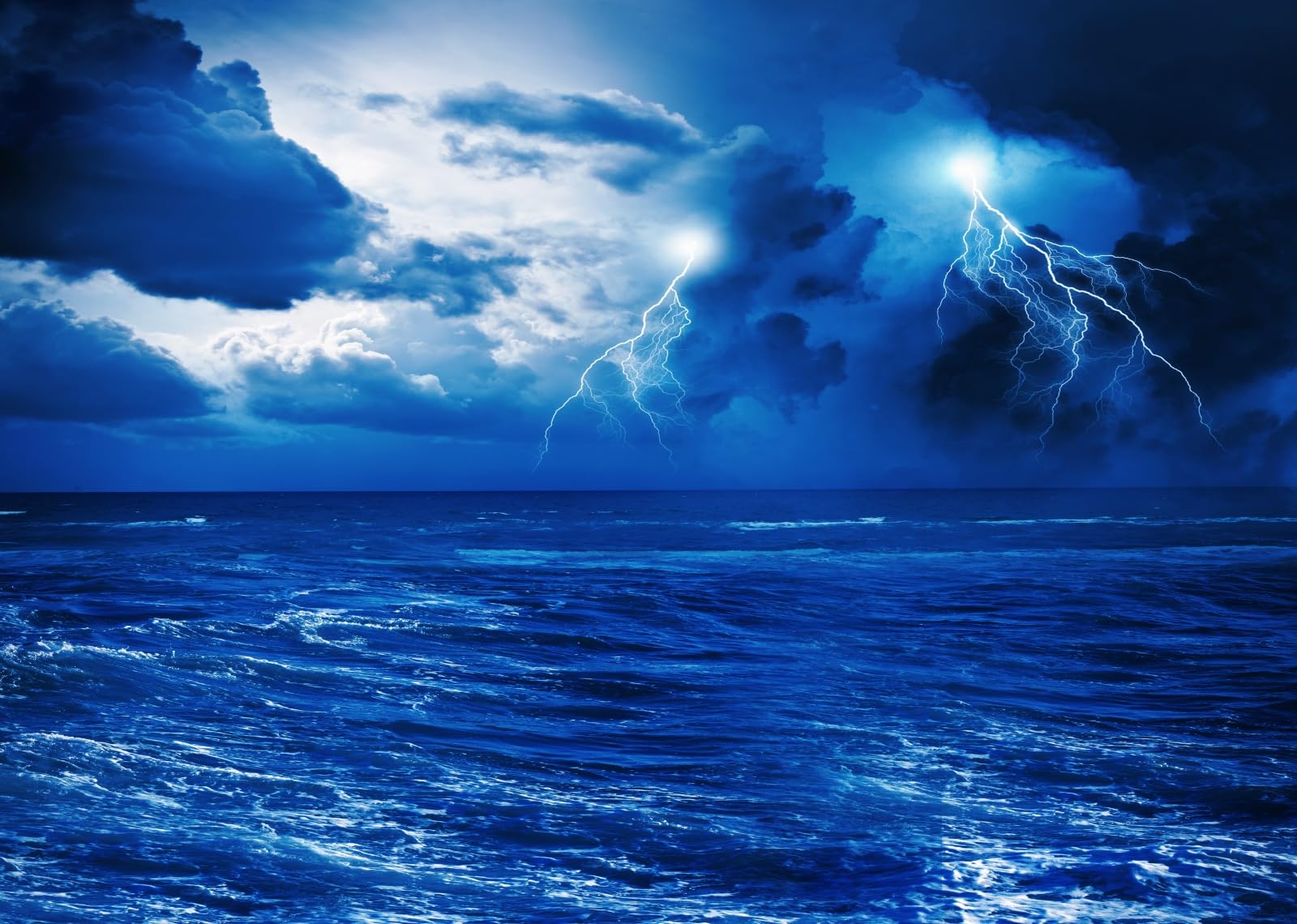 BELECO 6x3m Fabric Oceano In Tempesta Con Fulmini Sfondo Fotografico | Scenario Marino Blu Con Nubi Temporalesche Fulmini E Onde Agitate Per Feste A Tema Eventi E Ritratti