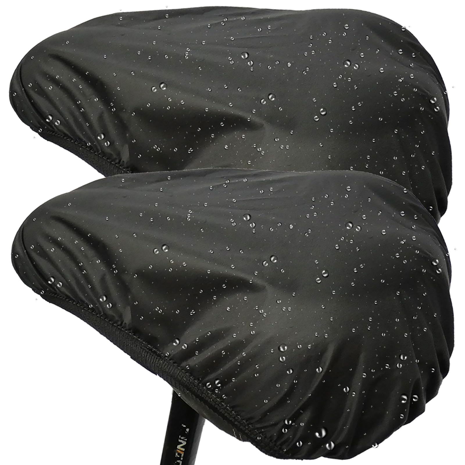 Waterproof Bicycle Saddle Cover 2Pcs UV, Rain, Dust, and Wind Protection Suitable for city, mountain, and electric bike saddles Easy to install and clean Elastic base with Velcro fastening Black