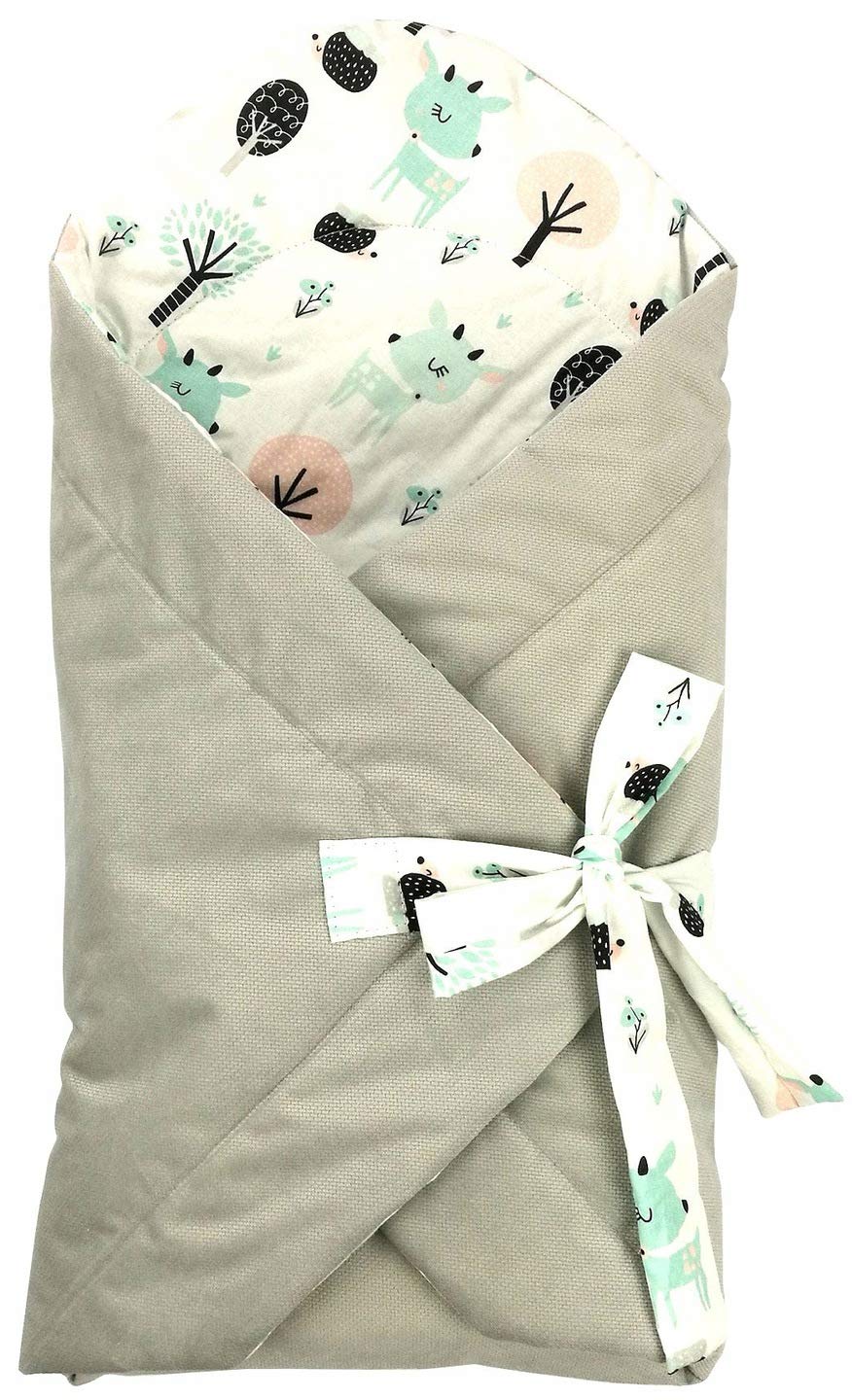 Babynest - Paracolpi per lettino da viaggio, 10 in 1, 110 x 60 cm, federa per cuscino Flufy (grigio/bianco foresta)