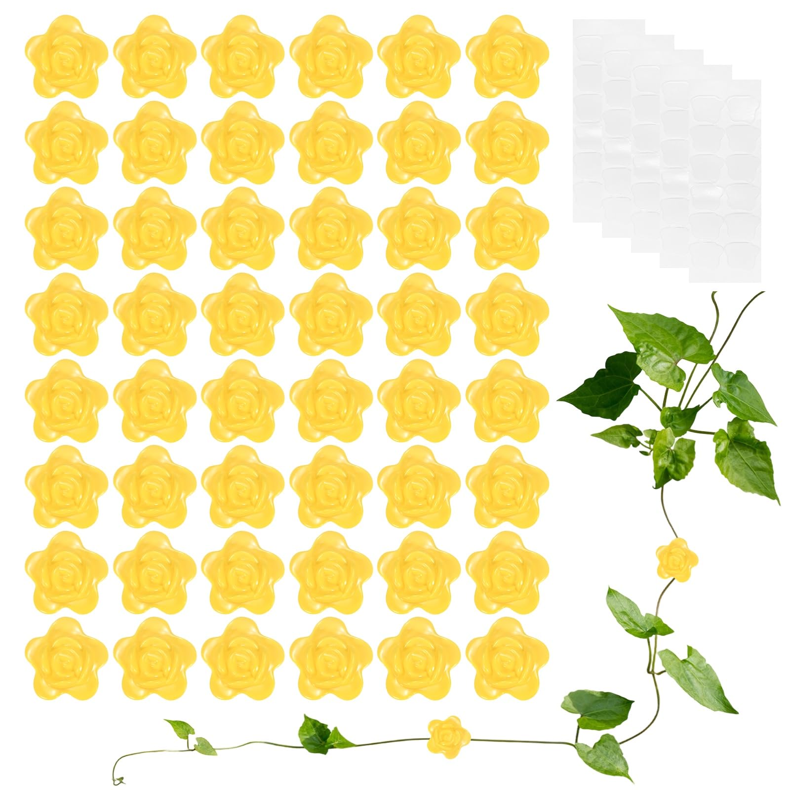 Fixation murale pour plantes grimpantes sans percer, lot de 50 crochets discrets rose jaune