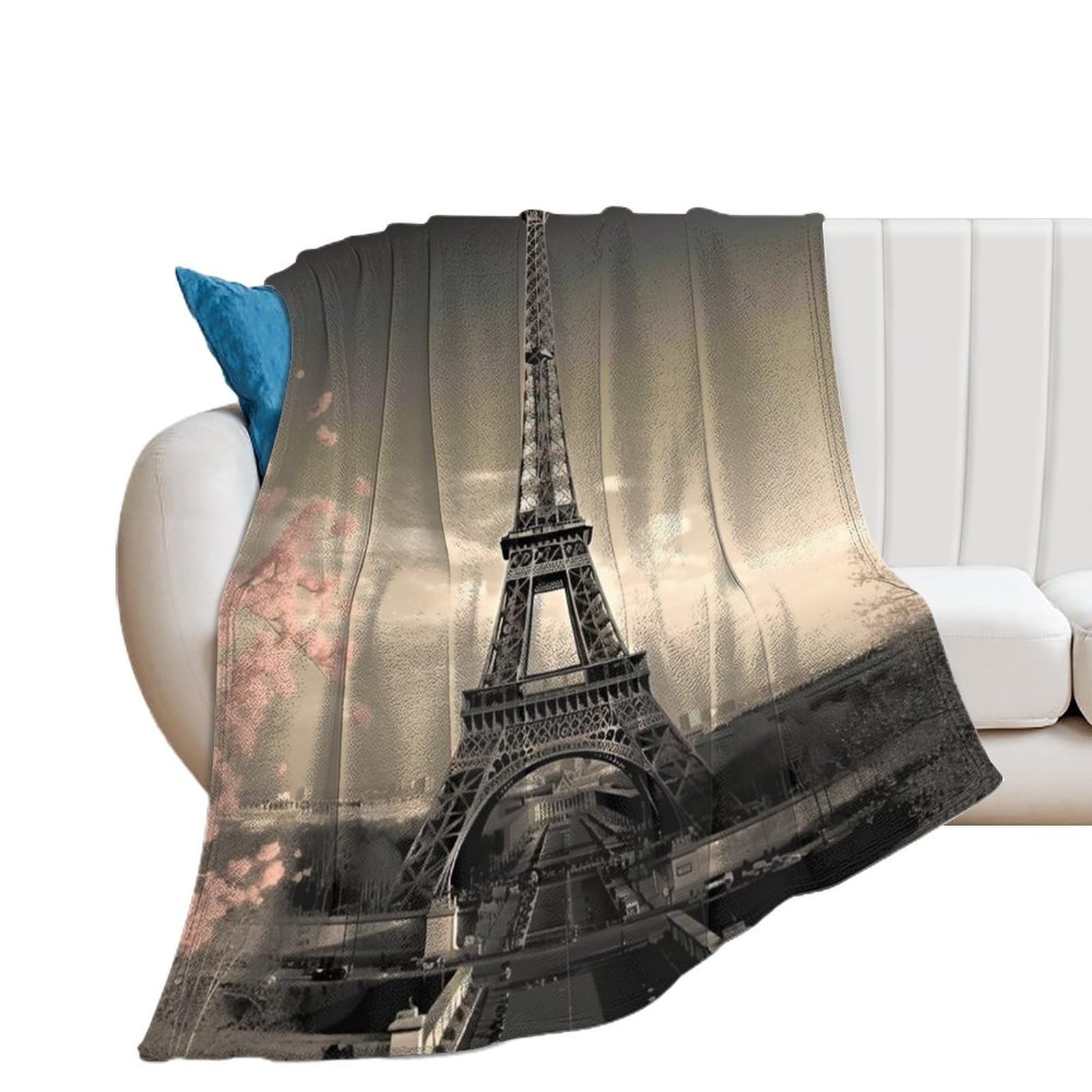 Couverture de Paris en flanelle pour cocooning sur le canapé en hiver