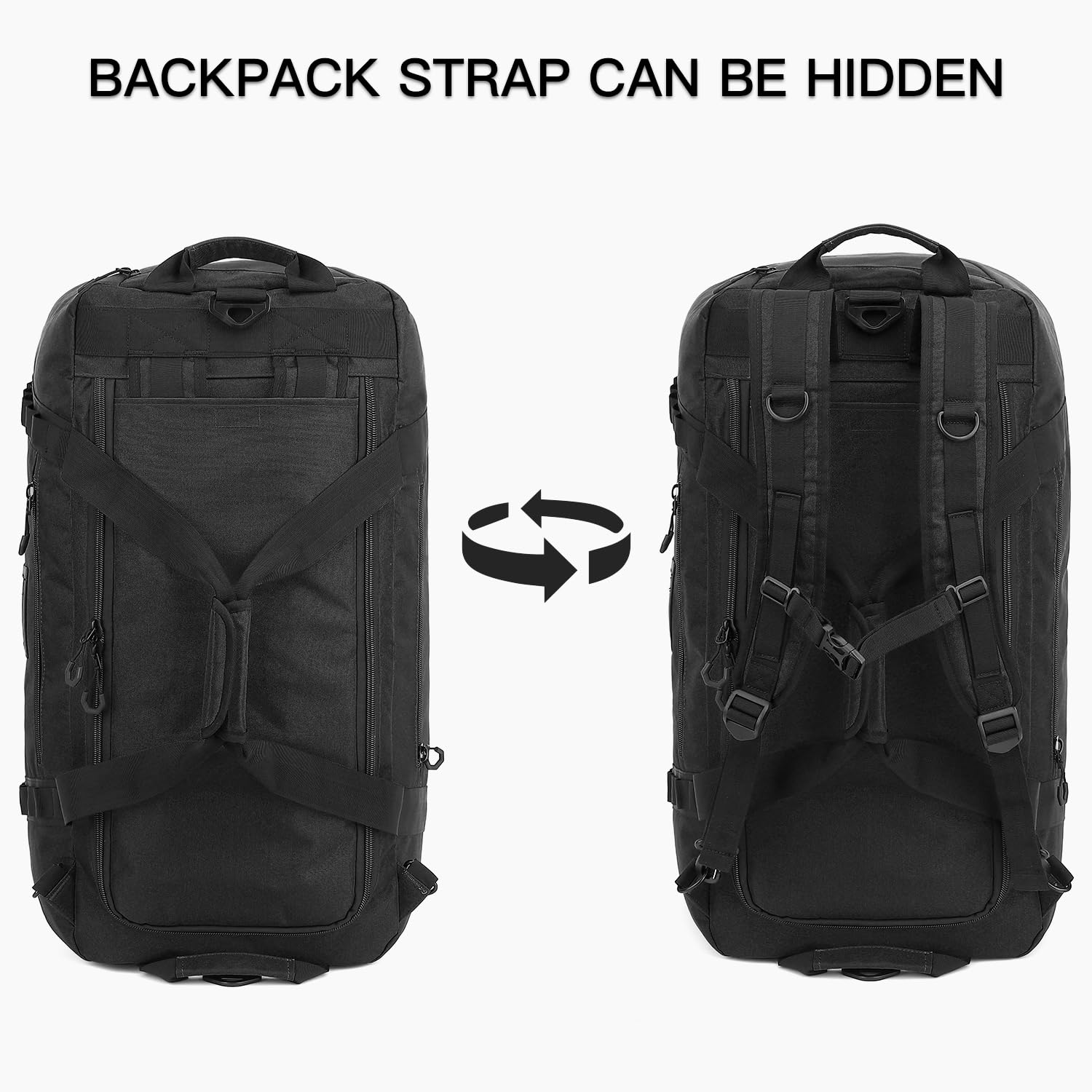 TUGUAN Reisetasche Groß XL Weekender Reise-Rucksack für Herren Damen Wasserdicht Extra großes Gepäck Handgepäck Tasche für Urlaub Camping Sport Duffel Bag 100 Liter, Schwarz