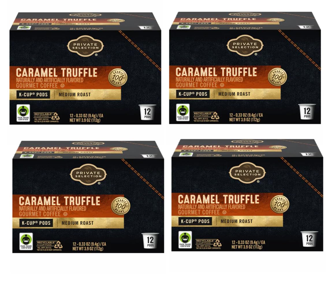 Generic Caramel Truffle Private Selection coffee Medium Roast K Cup Pods 12 cups (pack of 4)