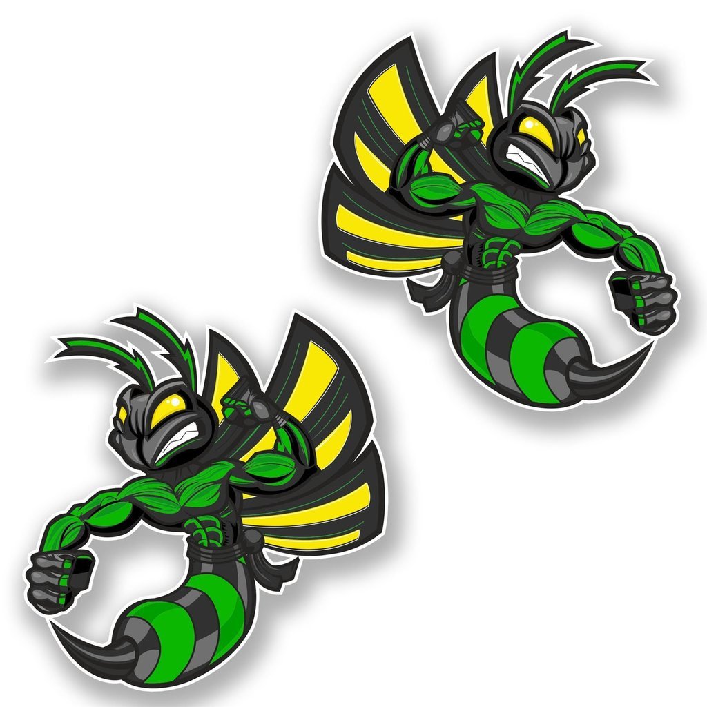 Destinationvinyl Green 2 X 25Cm/250Mm Hornet Wasp Window Cling Sticker Car Van Campervan Glass #6465
