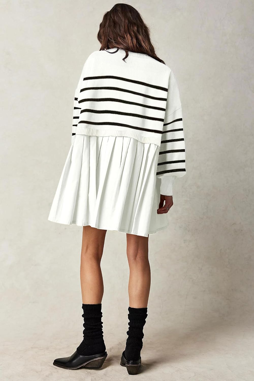 Womens Oversized Sweater Dress Spring Fall Trendy Long Sleeve Crewneck Pullover Tops Relaxed Fit Sweatshirts Mini Dresses - Image 3