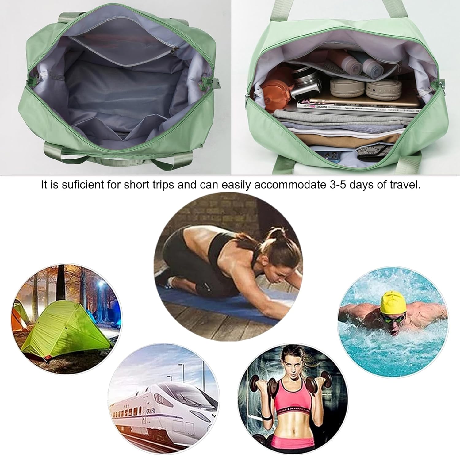 Large Capacity Travel Bag, Foldable Travel Bag, Expandable Travel Duffel Bag, Collapsible Waterproof Large Capacity Travel Handbag, Overnight Bag for Women and Man - Image 7