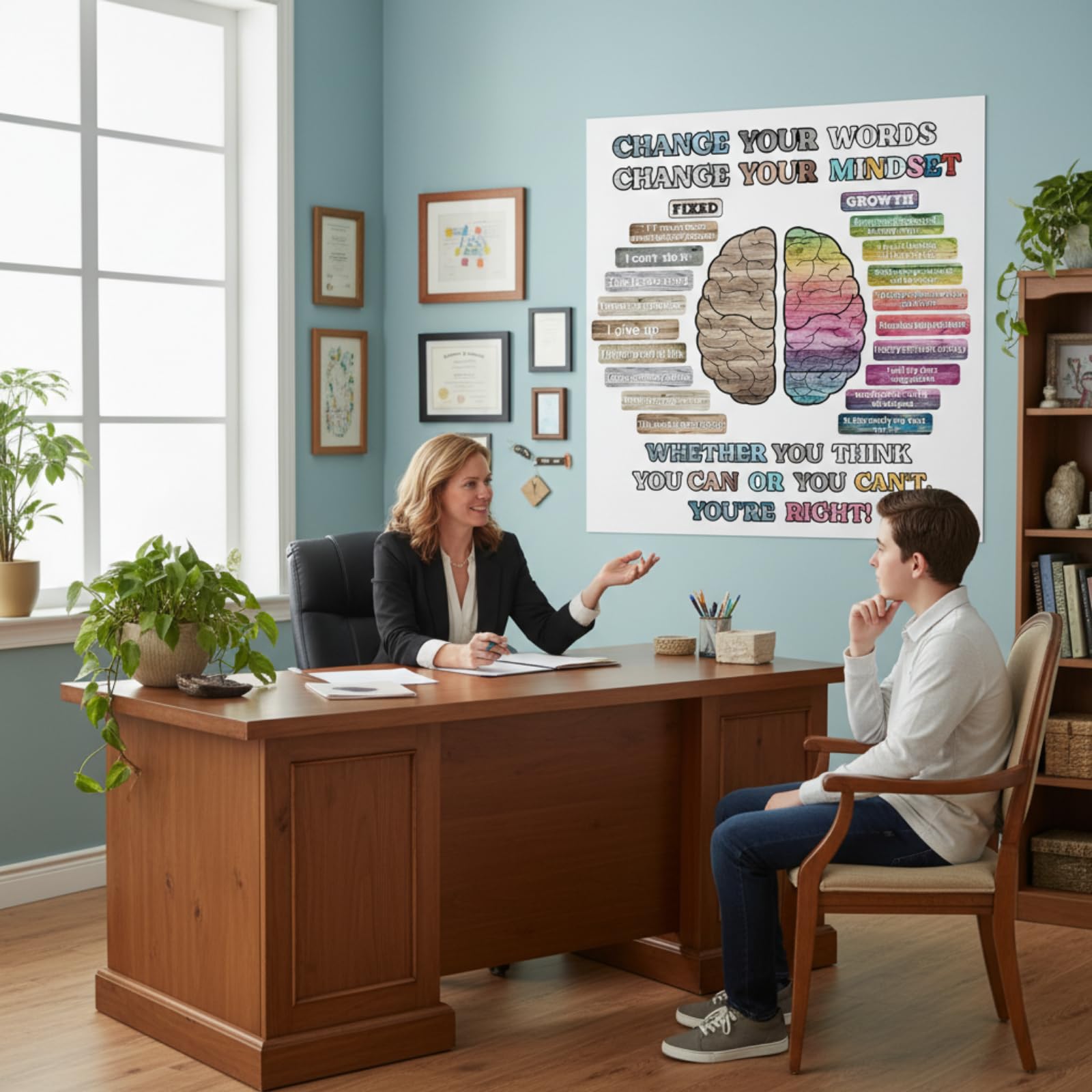 Pajean 38 Pcs Growth Mindset Posters Bulletin Board Set Care Mental Health Therapy Classroom Decor Positive Sayings Wall Decor Therapist Office Must Haves Motivational Posters for School Home Nursery