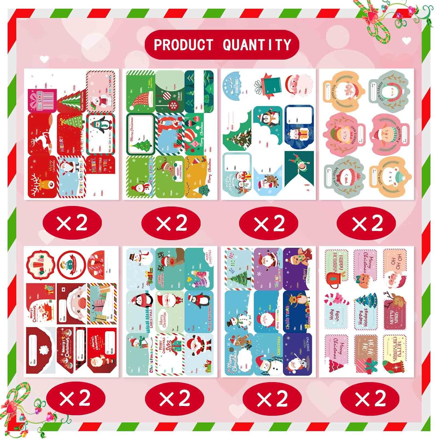 138PCS Christmas Gift Tags, Self Adhesive Christmas Name Tags Stickers, Christmas Labels Stickers Xmas Holiday Present Label - Image 2