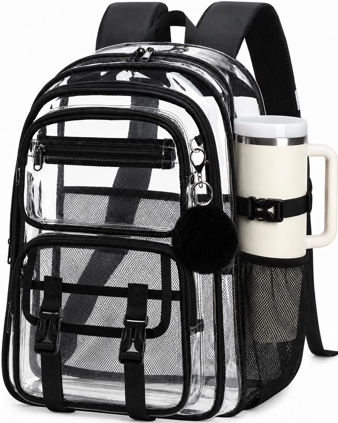 LEDAOU Clear Backpack, Large Heavy Duty Daypack for School, Work & Travel