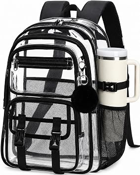 LEDAOU Clear Backpack, Large Heavy Duty Daypack for School, Work & Travel