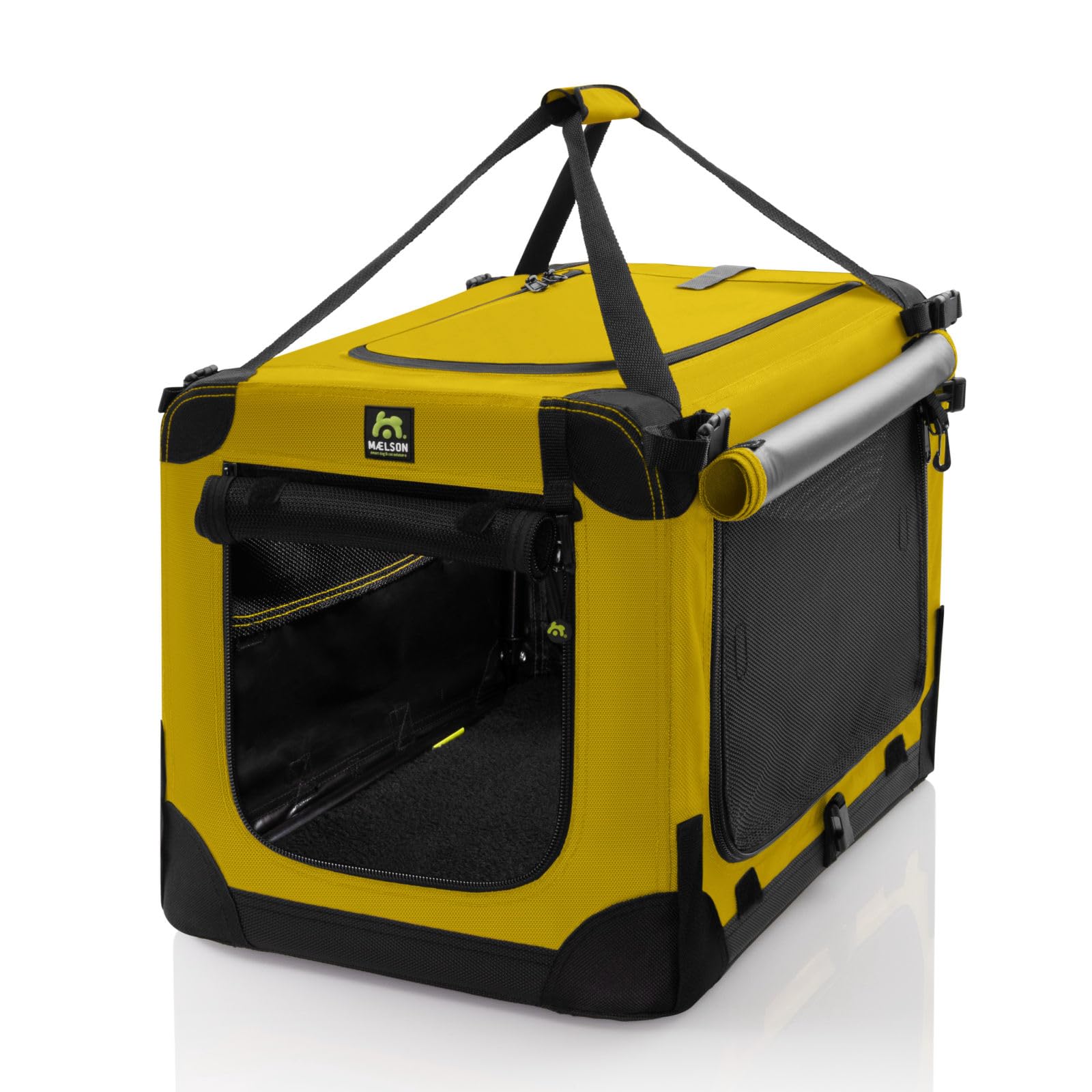 Maelson Soft Kennel Safran Gelb 62 cm + Lounge Mat - Transportbox mit Matratze für Hunde
