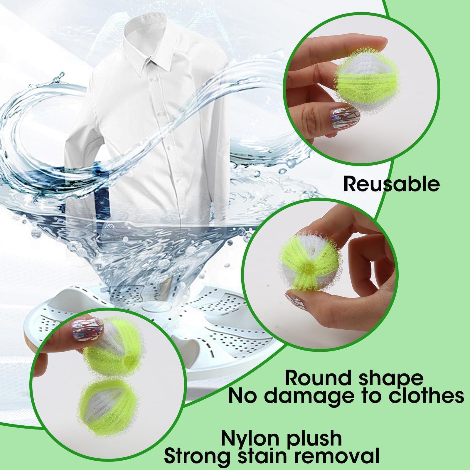 Lot De 12 Boules Anti-poils Pour Lave-linge - En Microfibre, Réutilisables - Capture Poils D'animaux, Cheveux - 2