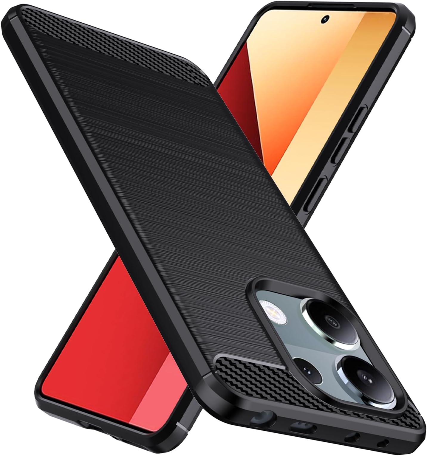 Designed for Redmi Note 13 Pro 4G Case,Flexible TPU [Brushed Texture] [Anti-Slip] Shockproof Military Protection Bumper Phone Case,Slim Case Cover for Redmi Note 13 Pro 4G,Black