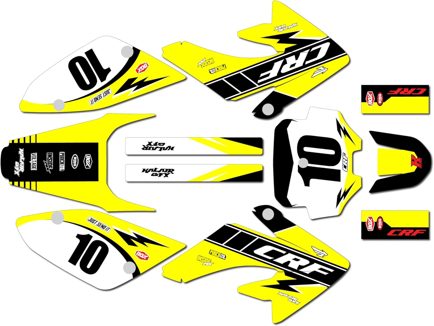 Graphics Kit for Honda CRF80 /CRF100 (2004-2016) Speed Series Red 09 Mil - Dirt Bike Custom Racing Graphics Decals Stickers Kit, no-Plastics