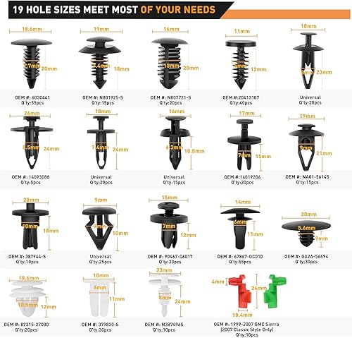 Miniatura 7 de GOOACC Juego de 635 clips de retención de empuje para automóvil y sujetadores automáticos, 425 piezas de clips de retención de carrocería
