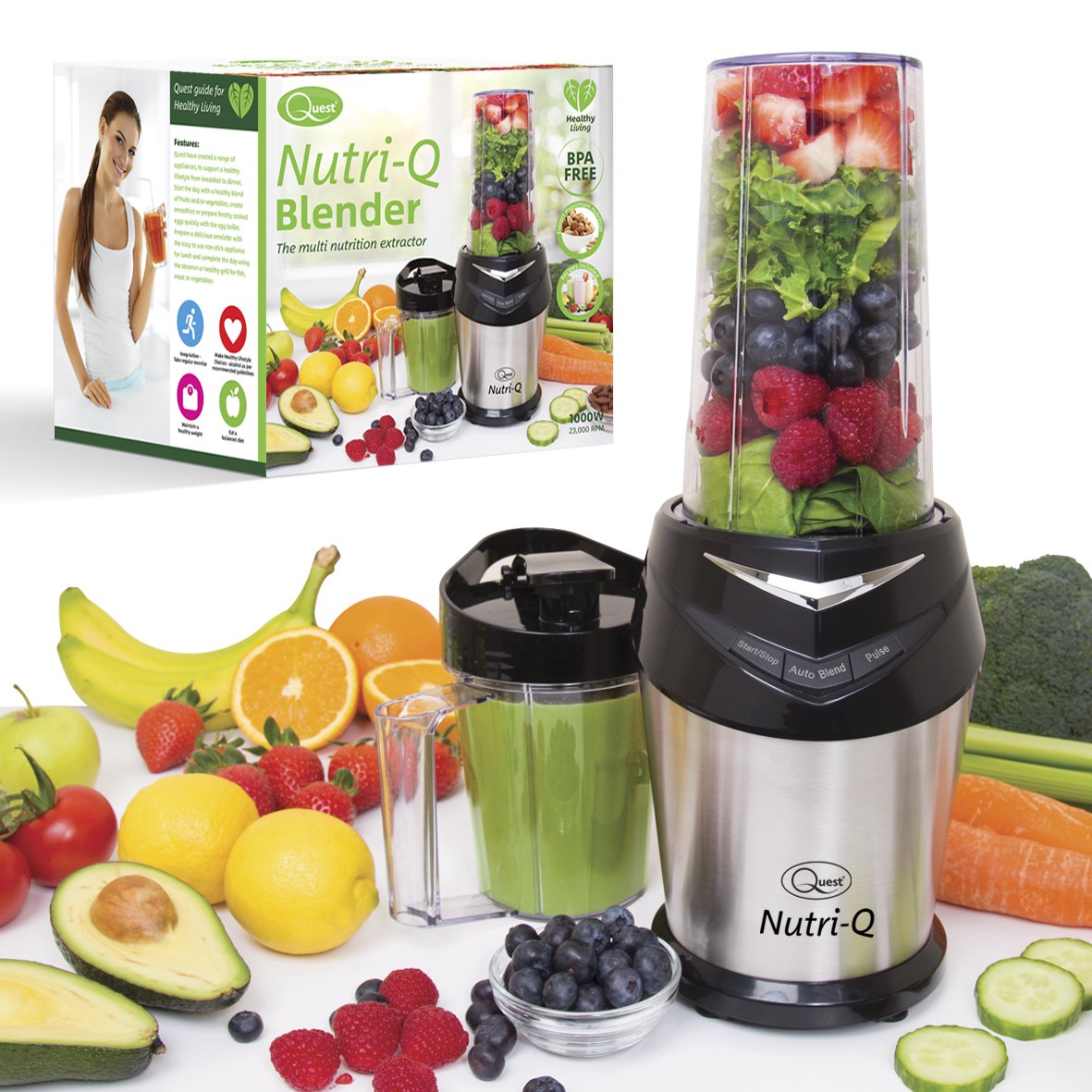 Nutri-Q 34200 Twin Cup Personal Multi Nutrition Extractor Blender, 1000 W
