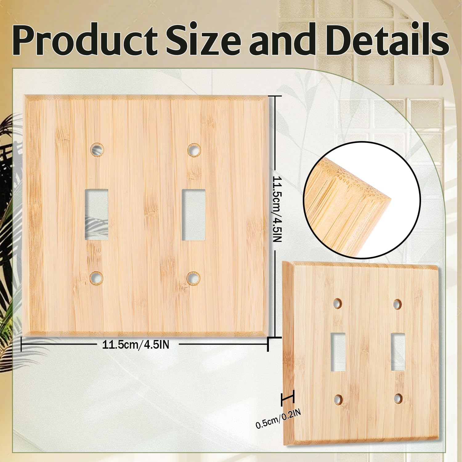 1 Pcs Solid Wood Double Gang Toggle Light Switch Plate Bamboo Outlet Wall Plate Bamboo Light Switch Cover Quality Raw Wooden Decorative Wall Plate