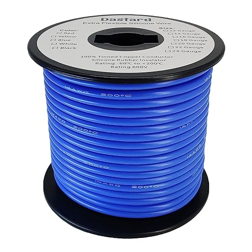 Vista 38 de Dastard Cable trenzado de silicona de 16 AWG, carrete rojo de 100 pies, cable flexible para automóviles calibre 16, alambre de cobre estañado