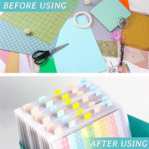 Miniatura 7 de Caydo Organizador de almacenamiento de papel de madera con 50 piezas de organizador de almacenamiento de papel de álbum de recortes y 120 pestañas