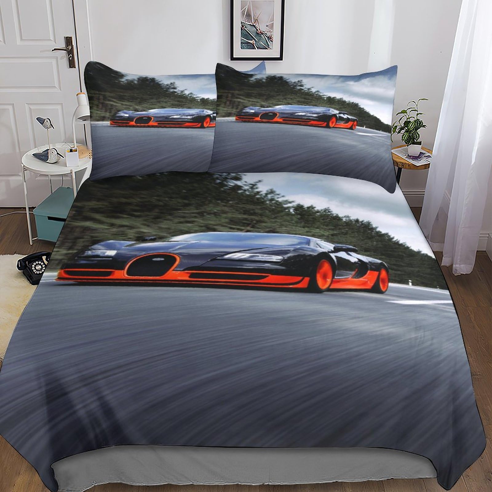 Housses de couettes voiture double 200x200cm en microfibre 3 pièces pour lit garçon
