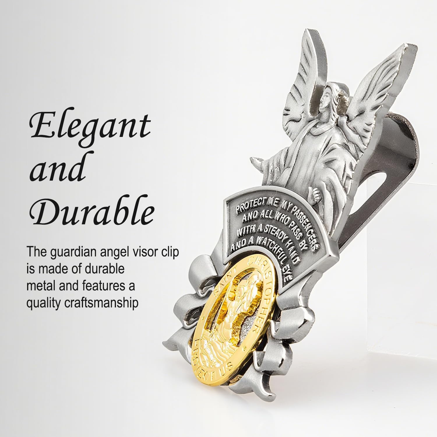 Guardian Angel Visor Clip, St Christopher Medal for Car Safety image 3