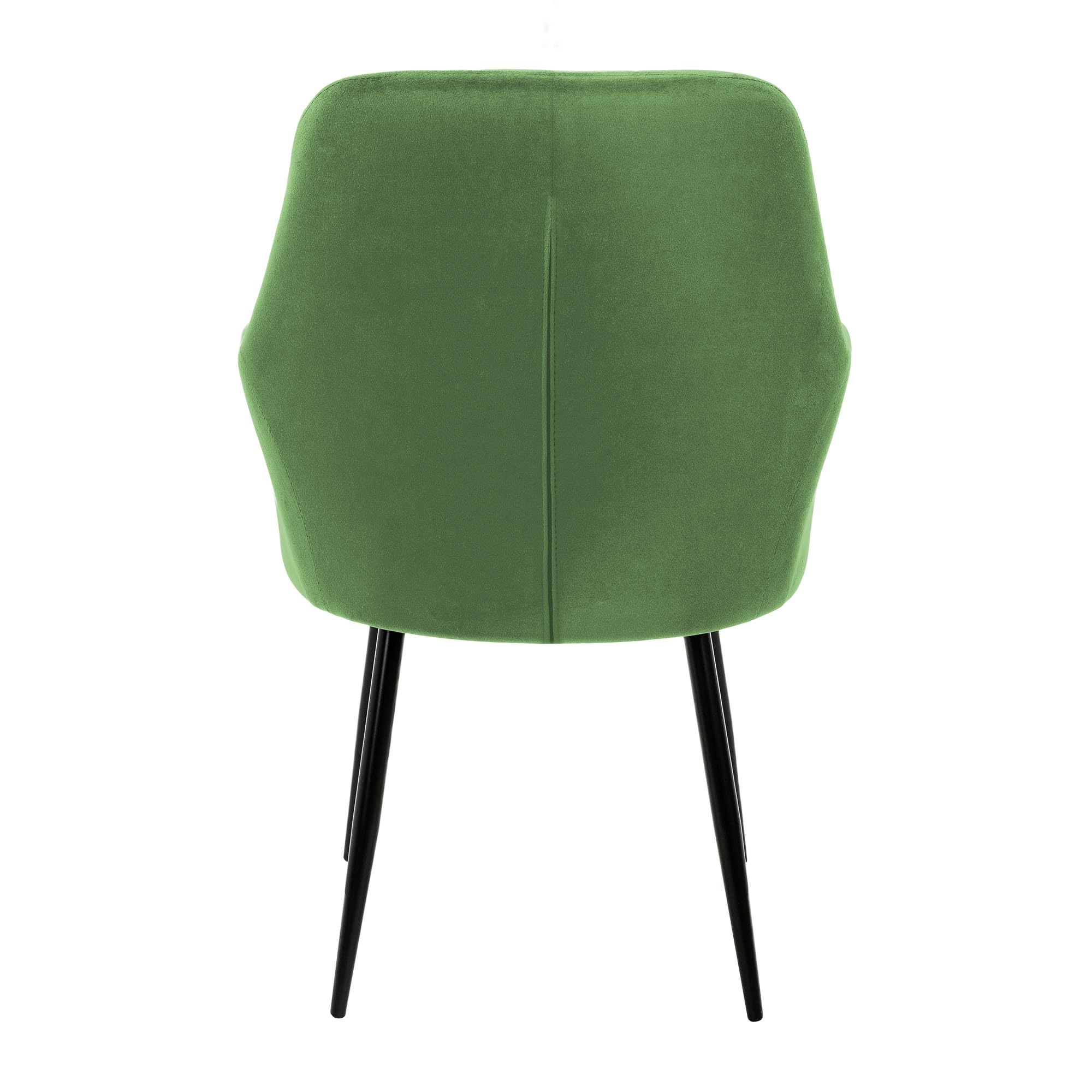 ECD Germany Set di 4 Sedie Sala da Pranzo con Schienale e Braccioli Verde Chiaro Salvia Poltrone Soggiorno Cucina con Rivestimento in Velluto e Gambe in Metallo Poltroncine da Salotto Confortevoli