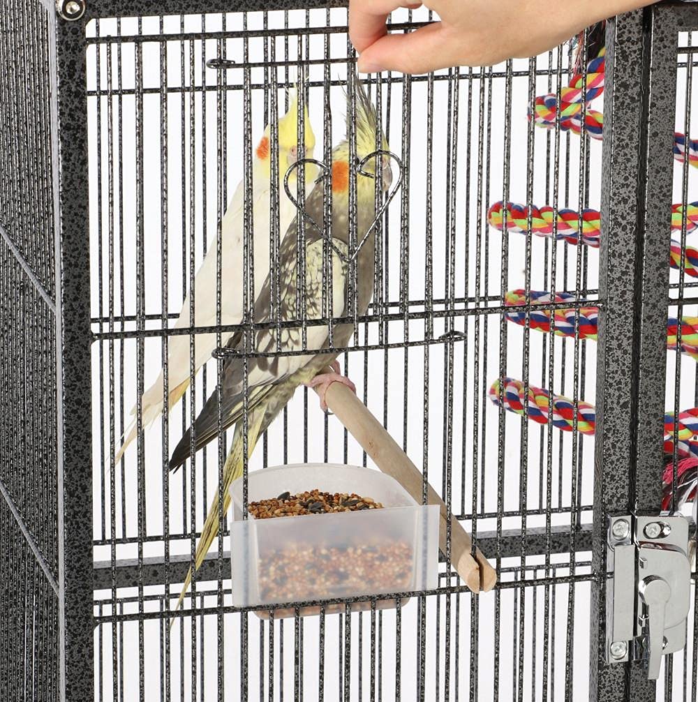 Yaheetech Grande Cage à Oiseaux, volière à 3 Niveaux, pour perruches, perroquets, calopsittes, Chinchillas, rongeurs, Rats et Rats Noir Hauteur 176 cm