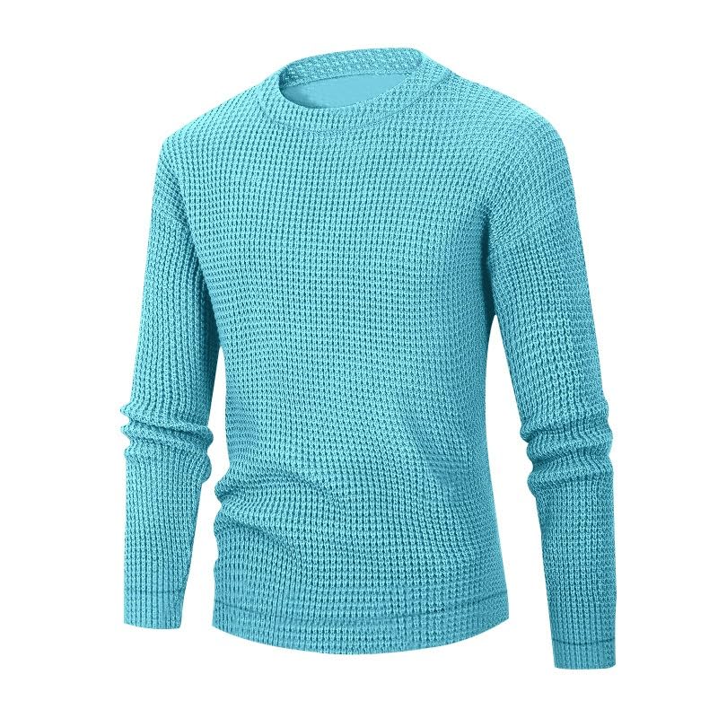 KELYWELL Mens Crewneck Knitwear Pullover Sweater Honeycomb Waffle Pullover Sweater Textured Long Sleeve Knitted Sweaters4