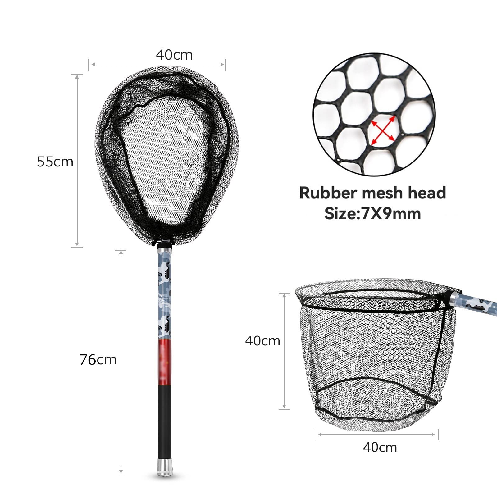 Rete da pesca Telescopica Maniglia di atterraggio pieghevole Telaio pieghevole Pole per pesca alla carpa Attrezzatura da pesca Cattura Rilascio Reti da pesca per la pesca