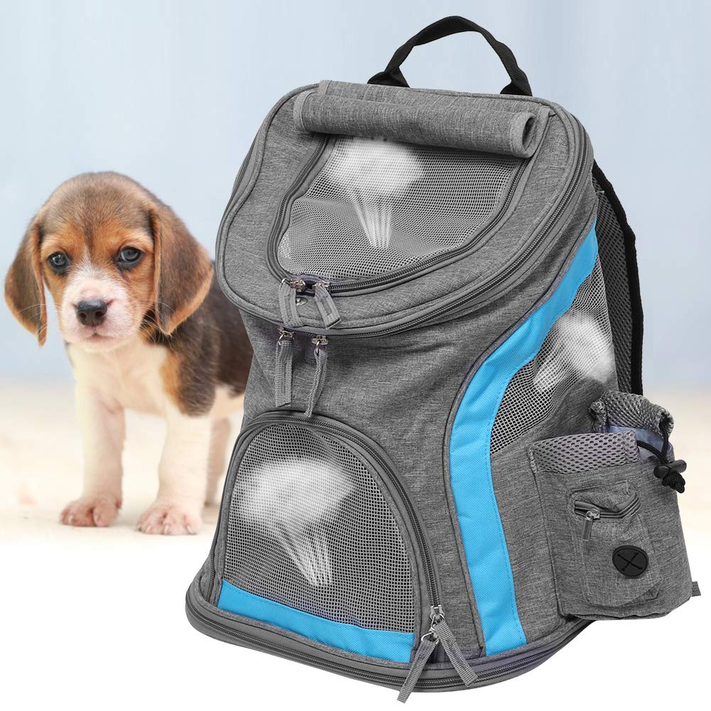 Zaino traspirante Zaino per animali domestici, borsa da viaggio per animali domestici Borsa pieghevole per animali, ecologica per cuccioli da viaggio all'aperto(Blue+grey)